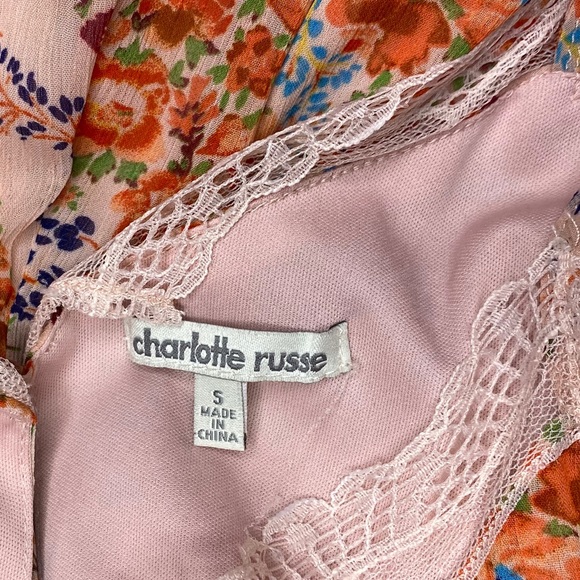 CHARLOTTE RUSSE Cute Floral Cold Shoulder Romper S - Picture 3 of 5